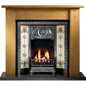 Any Highlighted Tiled Insert and Pine Lincoln Wooden Fireplace-0