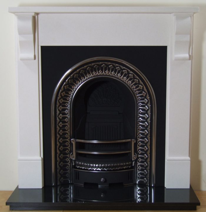 Regal and Corbel Limestone Fireplace-0