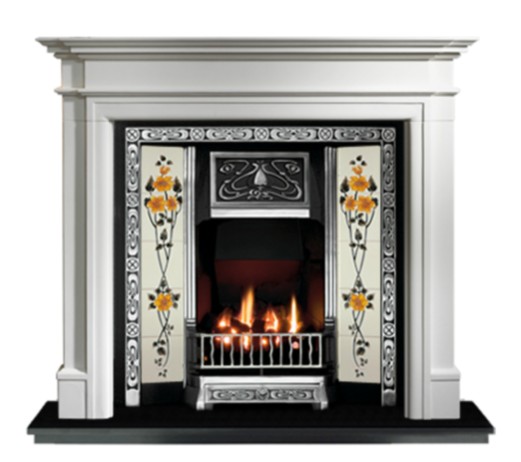 Any Highlighted Tiled Insert and Bartello Limestone Fireplace-0