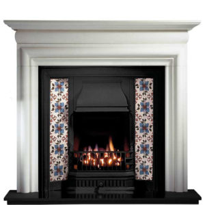 Any Black Insert and Asquith Limestone Fireplace-0