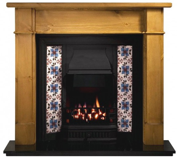 Any Black Tiled Insert and Pine Worcester Wooden Fireplace-0