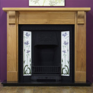 Any Black Tiled Insert and Oak Bedford Wooden Fireplace-0
