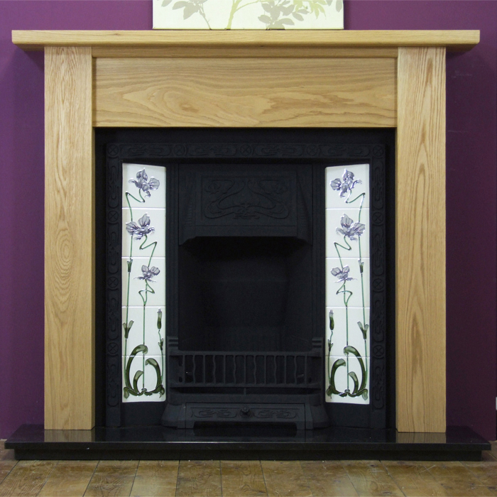 Any Black Tiled Insert and Oak Lincoln Wooden Fireplace-0