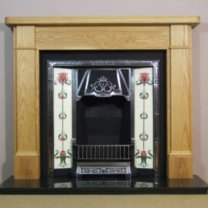 Any Highlighted Tiled Insert and Oak Brompton Wooden Fireplace-0