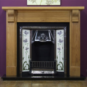 Any Highlighted Tiled Insert and Oak Bedford Wooden Fireplace-0
