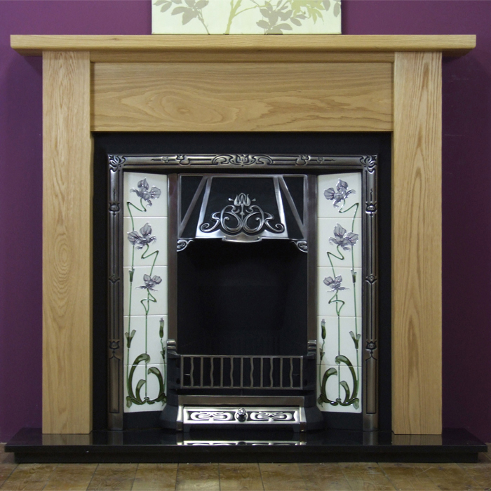 Any Highlighted Tiled Insert and Oak Lincoln Wooden Fireplace-0