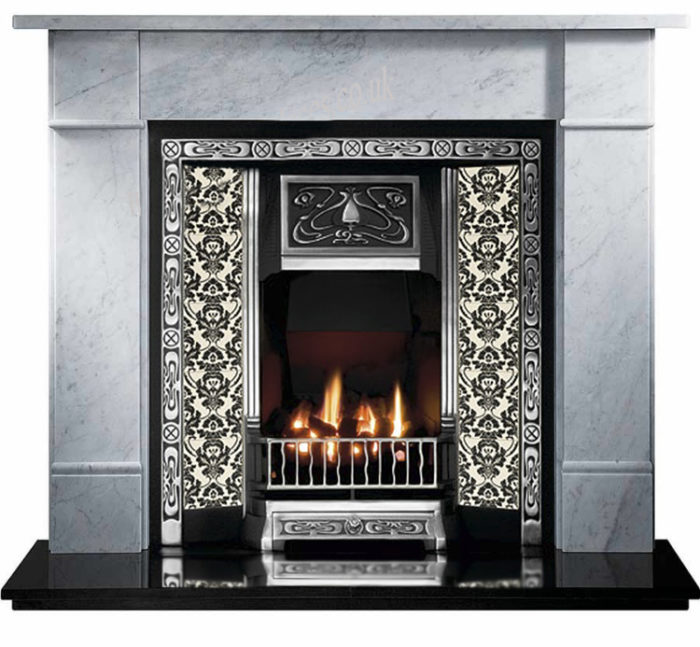 Highlighted Tiled Fireplace and Flat Victorian Marble Fireplace-0