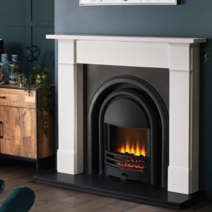 Black Arched Electric Fireplace Brompton Limestone