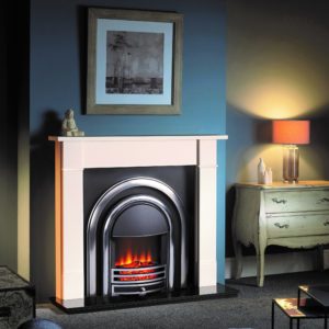 Highlighted Arched Electric Fireplace Brompton Limestone