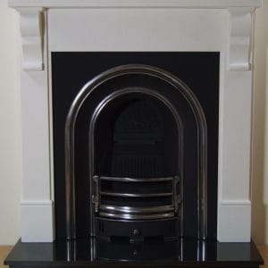 Monarch and Corbel Limestone Fireplace