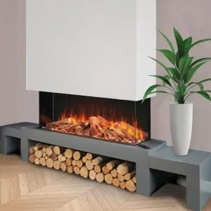 Brandon Lux Electric Fire Suite With Log Bench & Chimney Breast