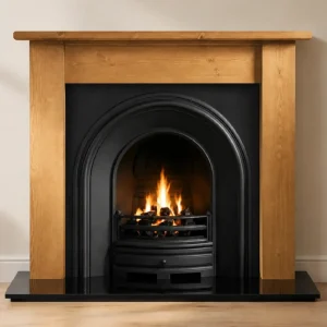 Crown and Pine Lincoln Wooden Fireplace