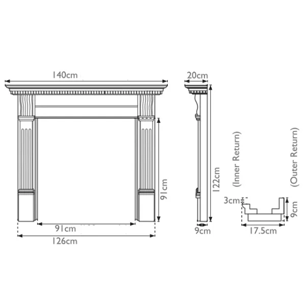 Large Corbel Pine Wooden Surround - Image 3
