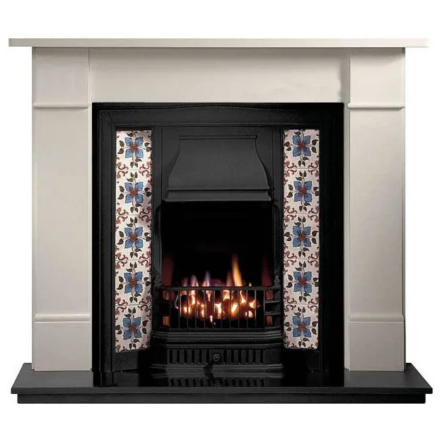 Any Black Insert and Brompton Limestone Fireplace