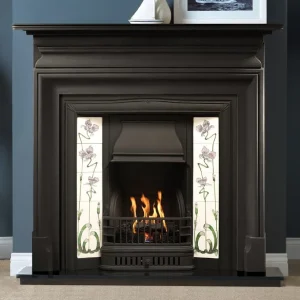 Any Black Tiled Insert and Palmerston Cast Iron Fireplace