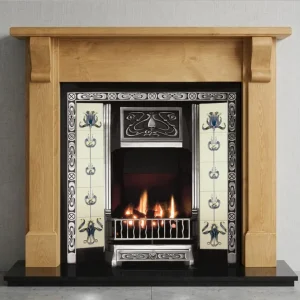 Any Highlighted Tiled Insert and Pine Bedford Wooden Fireplace