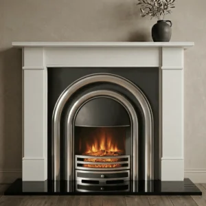 Highlighted Arched Electric Fireplace Brompton Limestone