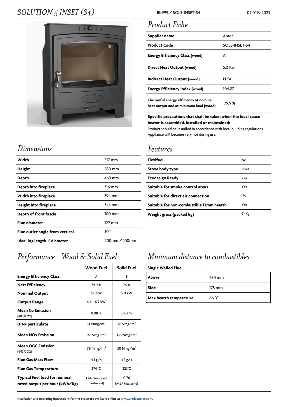 Hamlet Solution 5 Inset (S5) Stove - Image 5
