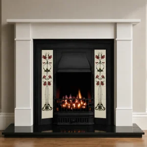 Black Insert and Brompton Limestone Fireplace