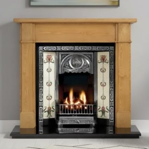 Any Highlighted Tiled Insert and Pine Worcester Wooden Fireplace