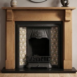 Any Black Tiled Insert and Pine Bedford Wooden Fireplace