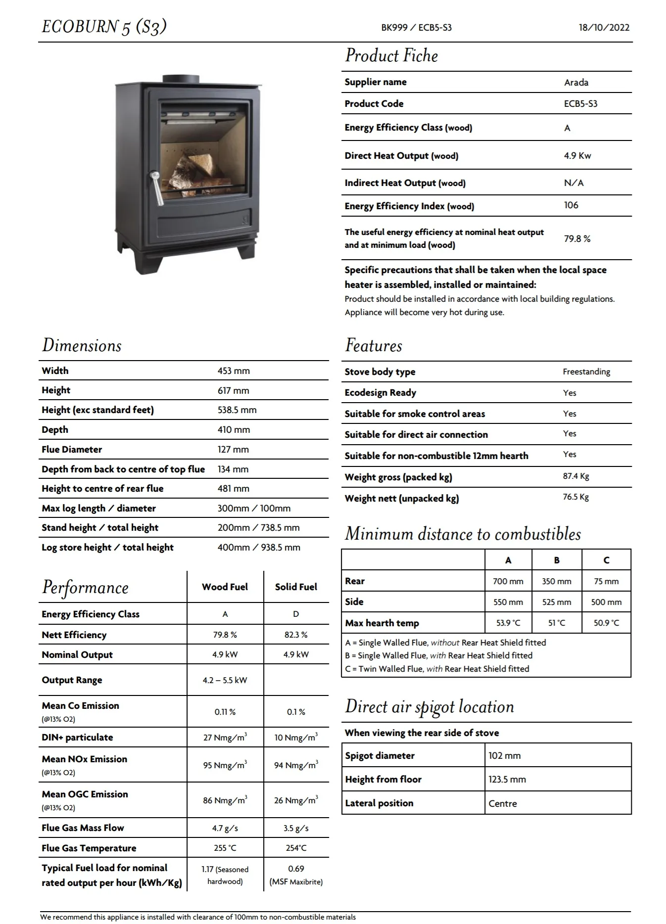 Arada Ecoburn 5 (S3) Stove - Image 5