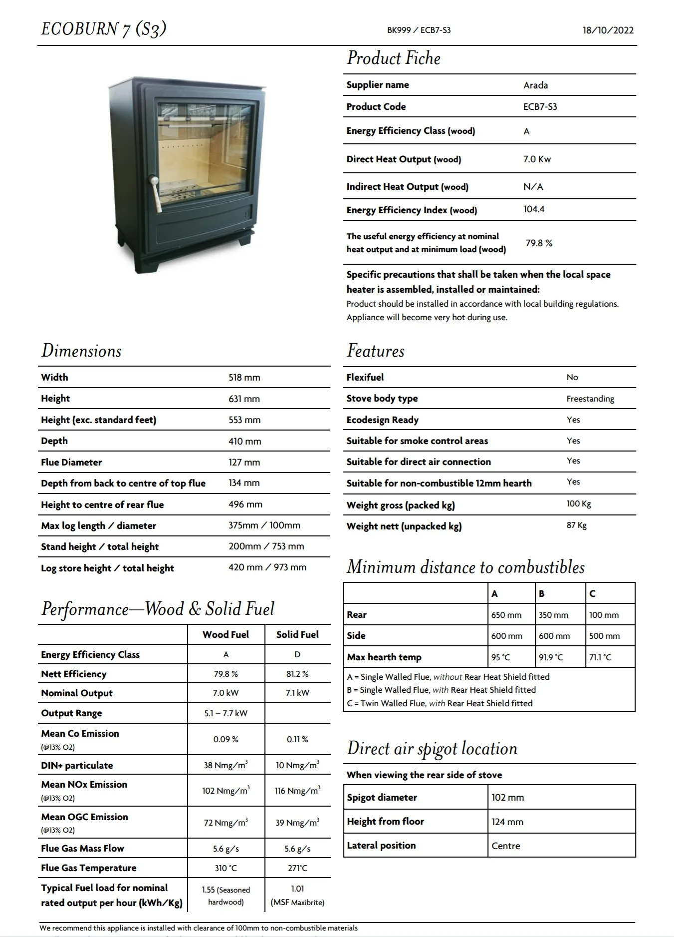 Arada Ecoburn 7 (S3) Stove - Image 5