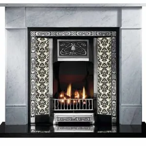 Highlighted Tiled Fireplace and Flat Victorian Marble Fireplace