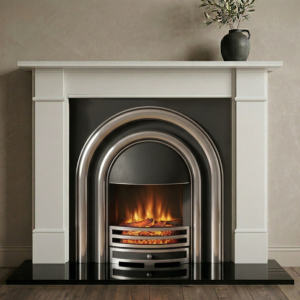 Highlighted Arched Electric Fireplace Brompton Limestone
