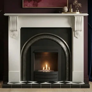 Flat Wall Heritage and Carved Corbel Limestone Fireplace