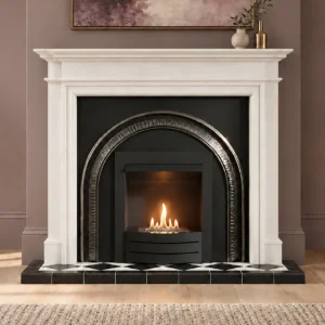 Flat Wall Heritage and Bartello Limestone Fireplace