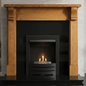 Flat Wall Granite and Pine Bedford Fireplace