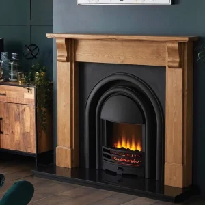 Black Arched Electric Fireplace Pine Bedford