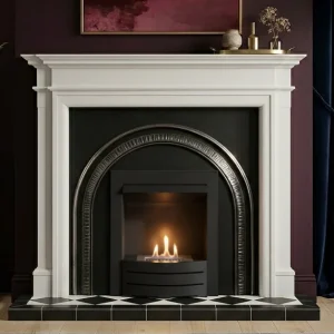 Flat Wall Heritage and Bartello Limestone Fireplace