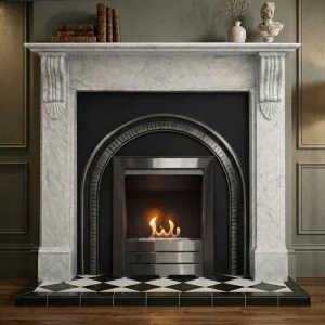 Flat Wall Heritage and Carved Corbel Marble Fireplace