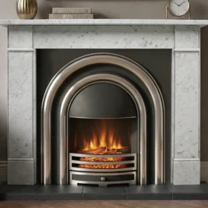 Arched Electric Fireplace Flat Victorian Carrara Marble