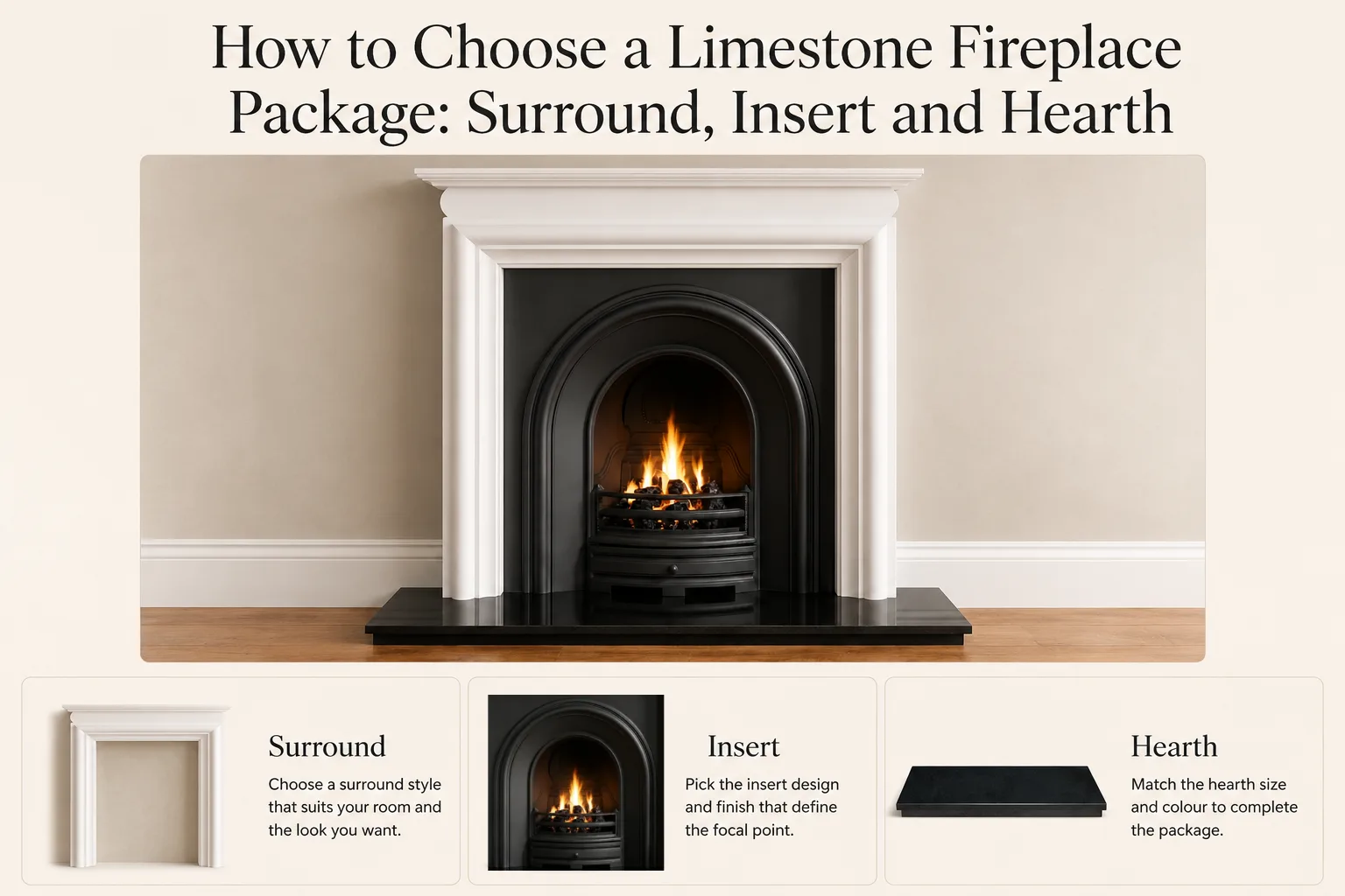 How to Choose a Limestone Fireplace Package: Surround, Insert and Hearth