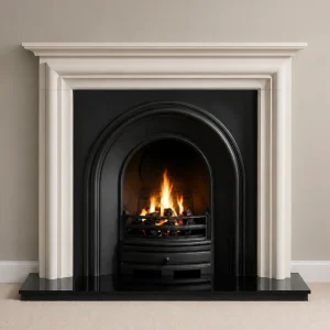 Crown and Modena Limestone Fireplace