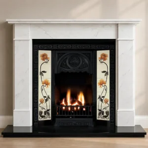 Black Tiled Fireplace and Ariston Marble Fireplace