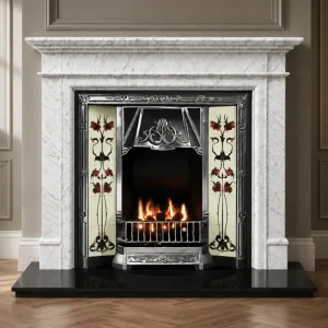 Highlighted Tiled Fireplace and Baverstock Marble Fireplace