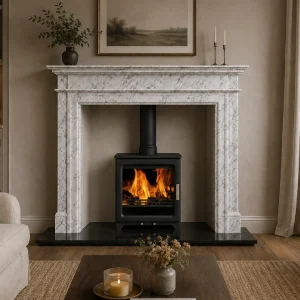 Baverstock Marble surround choice of stove with the slate chamber