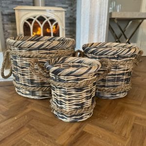 Zebra Round Rattan Log Basket
