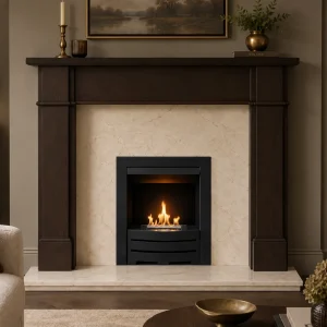 Flat Wall Crema Marfil Marble and Pine Worcester Fireplace